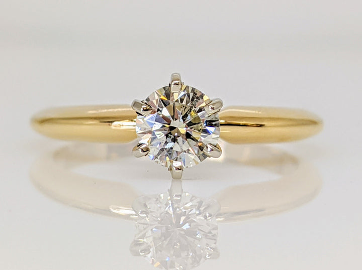 14K .53 CARAT TOTAL I1 H DIAMOND ROUND SOLITAIRE ESTATE RING 2.6 GRAMS
