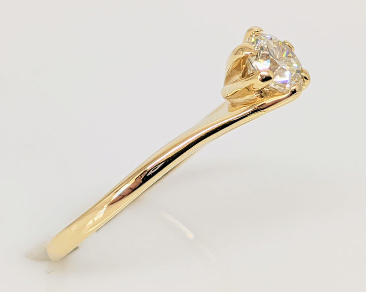 14K .45 CARAT TOTAL SI2 I DIAMOND ROUND SWIRL TOP SOLITAIRE ESTATE RING