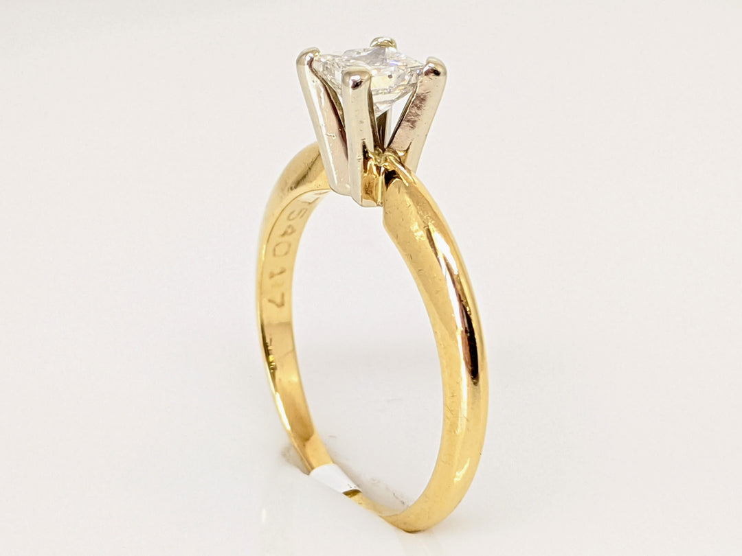 14K .47 CARAT TOTAL SI2 H DIAMOND PRINCESS CUT SOLITAIRE ESTATE RING