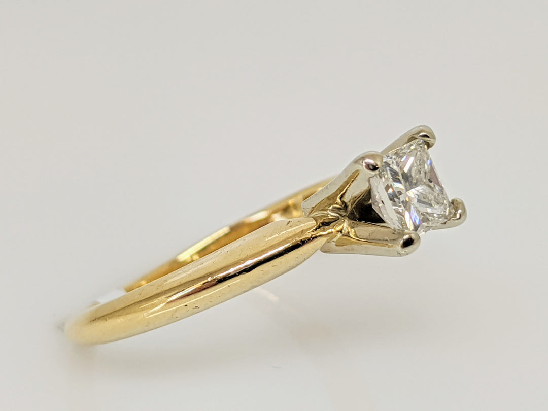 14K .47 CARAT TOTAL SI2 H DIAMOND PRINCESS CUT SOLITAIRE ESTATE RING