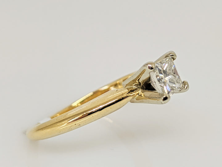 14K .47 CARAT TOTAL SI2 H DIAMOND PRINCESS CUT SOLITAIRE ESTATE RING