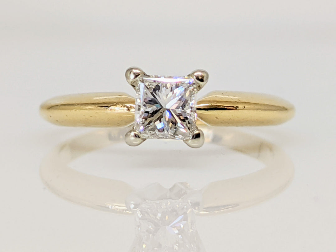 14K .47 CARAT TOTAL SI2 H DIAMOND PRINCESS CUT SOLITAIRE ESTATE RING