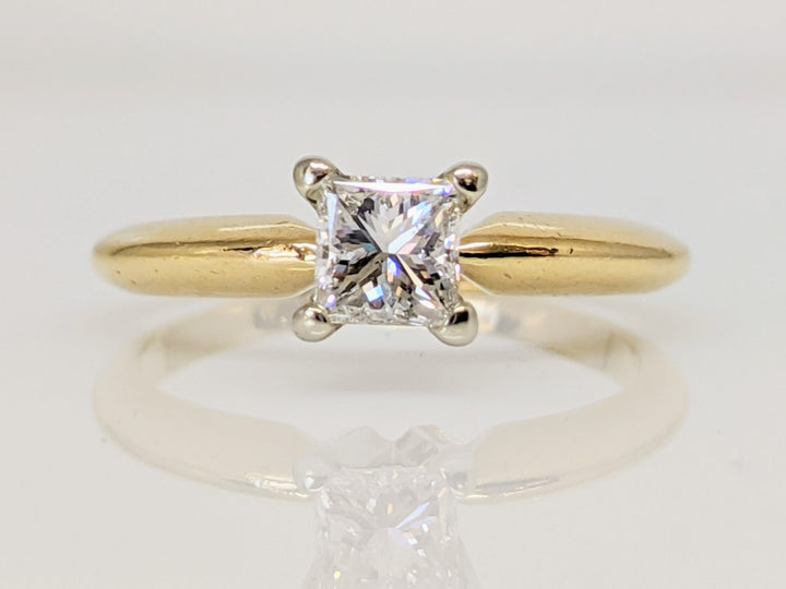14K .47 CARAT TOTAL SI2 H DIAMOND PRINCESS CUT SOLITAIRE ESTATE RING