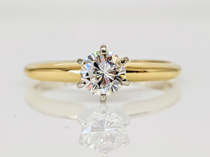 14K .38 CARAT TOTAL SI1 I DIAMOND ROUND 6- PRONG SOLITARE ESTATE RING