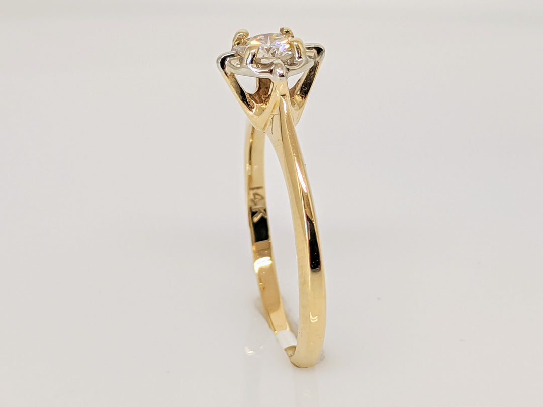 14K .30 CARAT TOTAL VVS2 H DIAMOND ROUND ILLUSION HEAD SOLITAIRE ESTATE RING 2.0 GRAMS