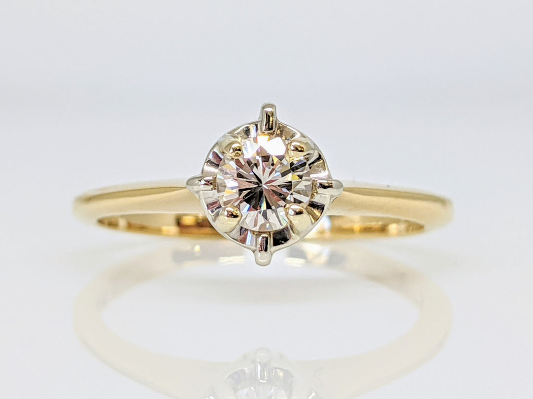 14K .30 CARAT TOTAL VVS2 H DIAMOND ROUND ILLUSION HEAD SOLITAIRE ESTATE RING 2.0 GRAMS