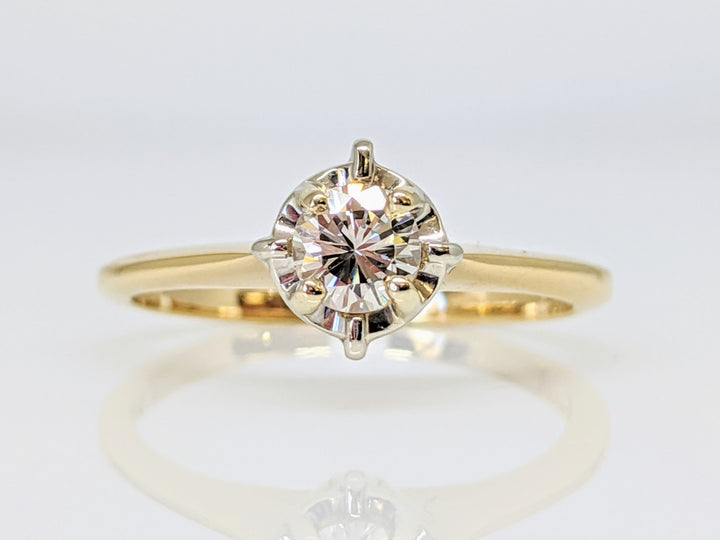 14K .30 CARAT TOTAL VVS2 H DIAMOND ROUND ILLUSION HEAD SOLITAIRE ESTATE RING 2.0 GRAMS