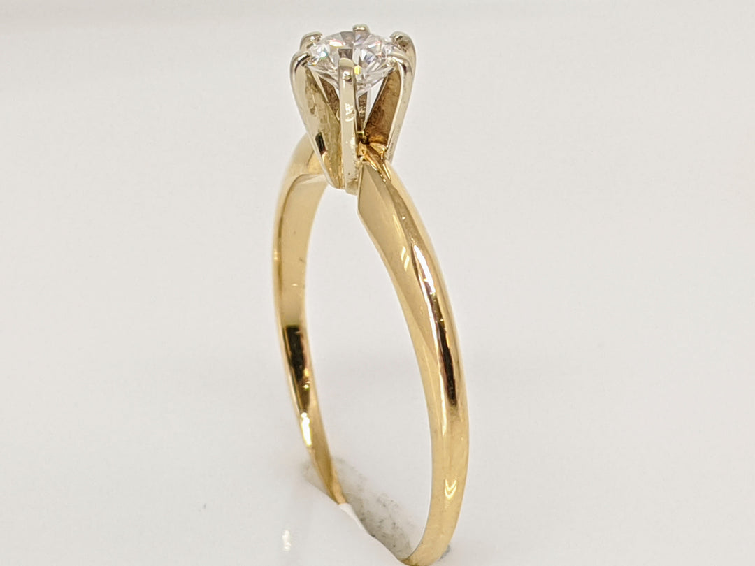 14K .30 CARAT TOTAL VS2 G DIAMOND ROUND 6-PRONG SOLITARE ESTATE RING 1.6 GRAMS
