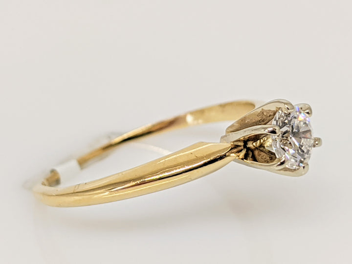 14K .30 CARAT TOTAL VS2 G DIAMOND ROUND 6-PRONG SOLITARE ESTATE RING 1.6 GRAMS