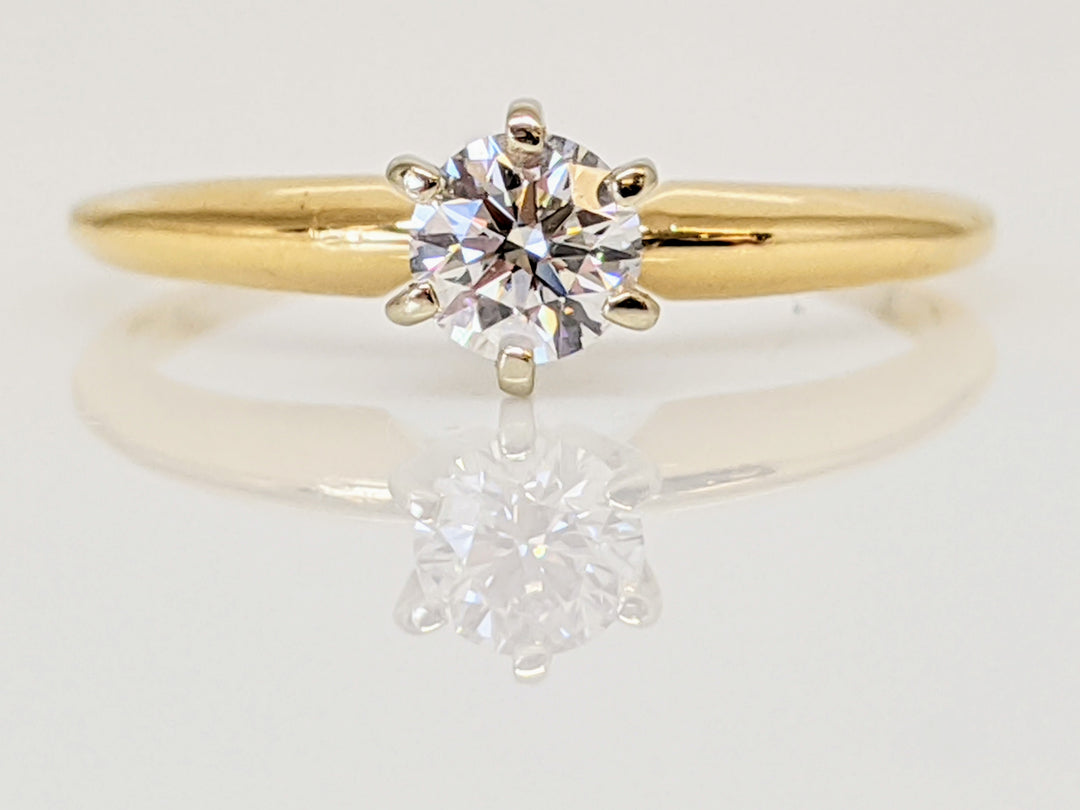 14K .30 CARAT TOTAL VS2 G DIAMOND ROUND 6-PRONG SOLITARE ESTATE RING 1.6 GRAMS