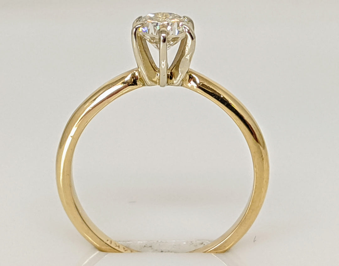 14K .38 CARAT TOTAL SI2 J DIAMOND ROUND 6-PRONG SOLITARE ESTATE RING 1.1 GRAMS
