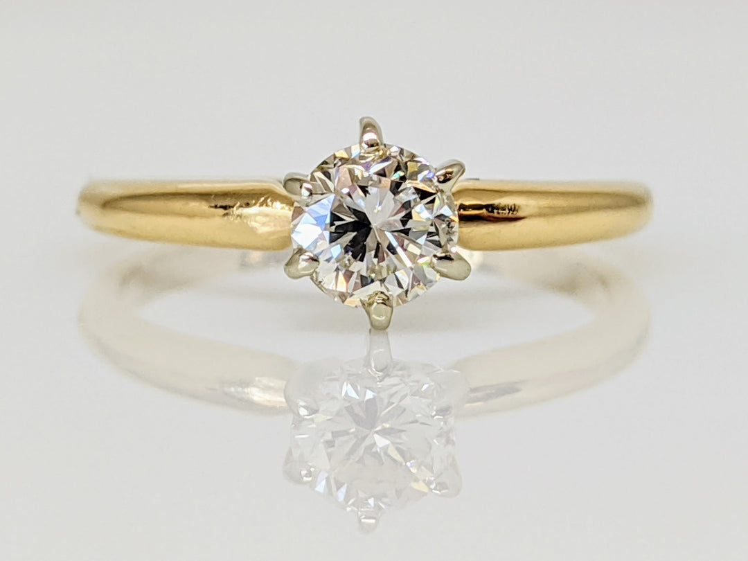14K .38 CARAT TOTAL SI2 J DIAMOND ROUND 6-PRONG SOLITARE ESTATE RING 1.1 GRAMS