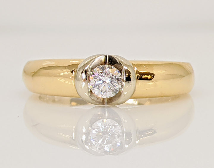 14K .20 CARAT TOTAL VS2 G DIAMOND ROUND TENSION SET SOLITAIRE ESTATE RING 4.6 GRAMS