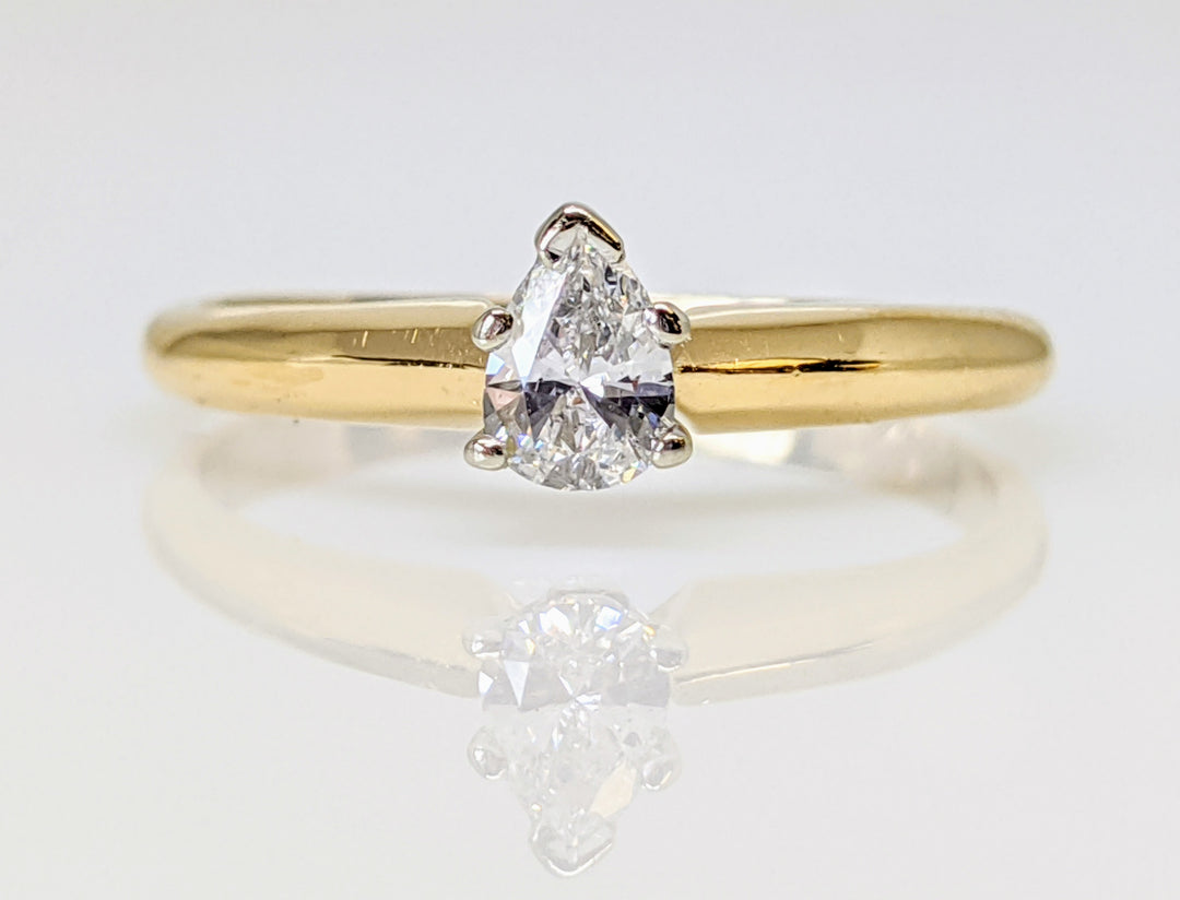 14K .30 CARAT TOTAL VS G DIAMOND PEAR SOLITAIRE ESTATE RING