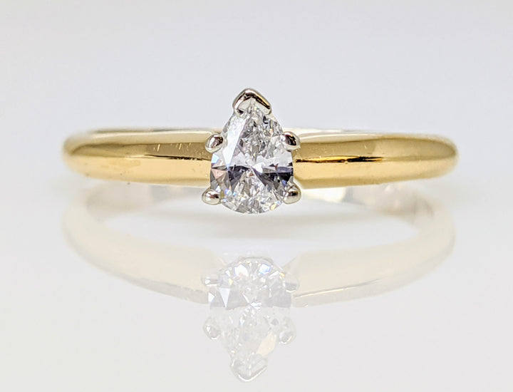 14K .30 CARAT TOTAL VS G DIAMOND PEAR SOLITAIRE ESTATE RING