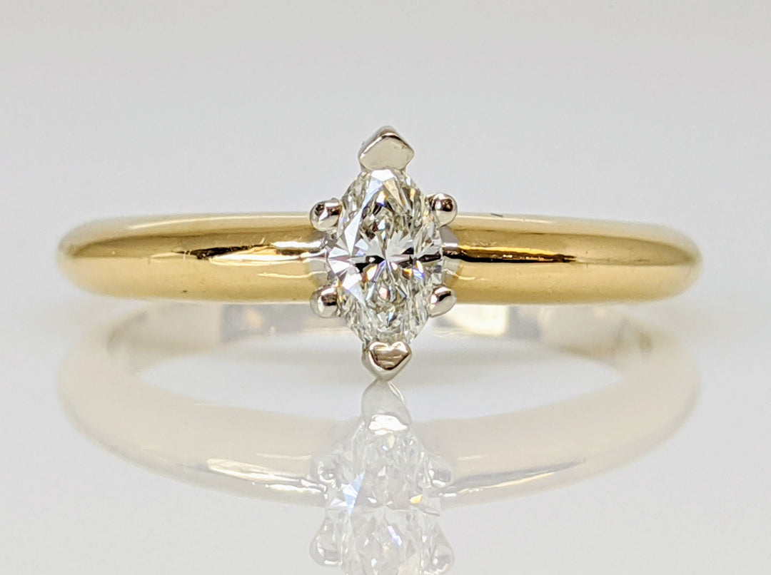 14K .24 CARAT TOTAL VS2 H CERTIFIED DIAMOND MARQUISE SOLITAIRE ESTATE RING 2.5 GRAMS