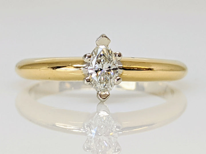 14K .24 CARAT TOTAL VS2 H CERTIFIED DIAMOND MARQUISE SOLITAIRE ESTATE RING 2.5 GRAMS