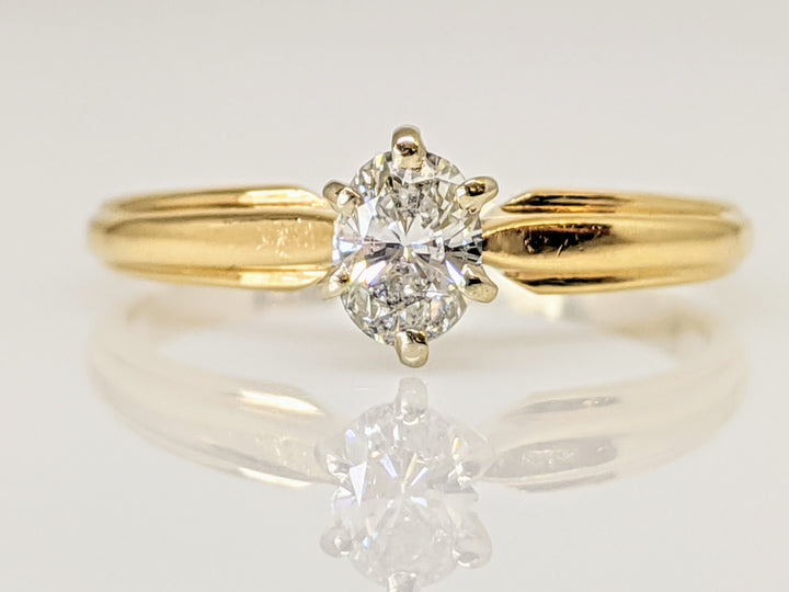 14K .34 CARAT TOTAL SI3 H DIAMOND OVAL SOLITAIRE ESTATE RING 2.1 GRAMS
