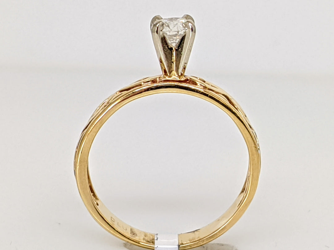 14K .30 CARAT TOTAL I1 H DIAMOND ROUND AZTEC DESIGN SOLITAIRE ESTATE RING 2.2 GRAMS