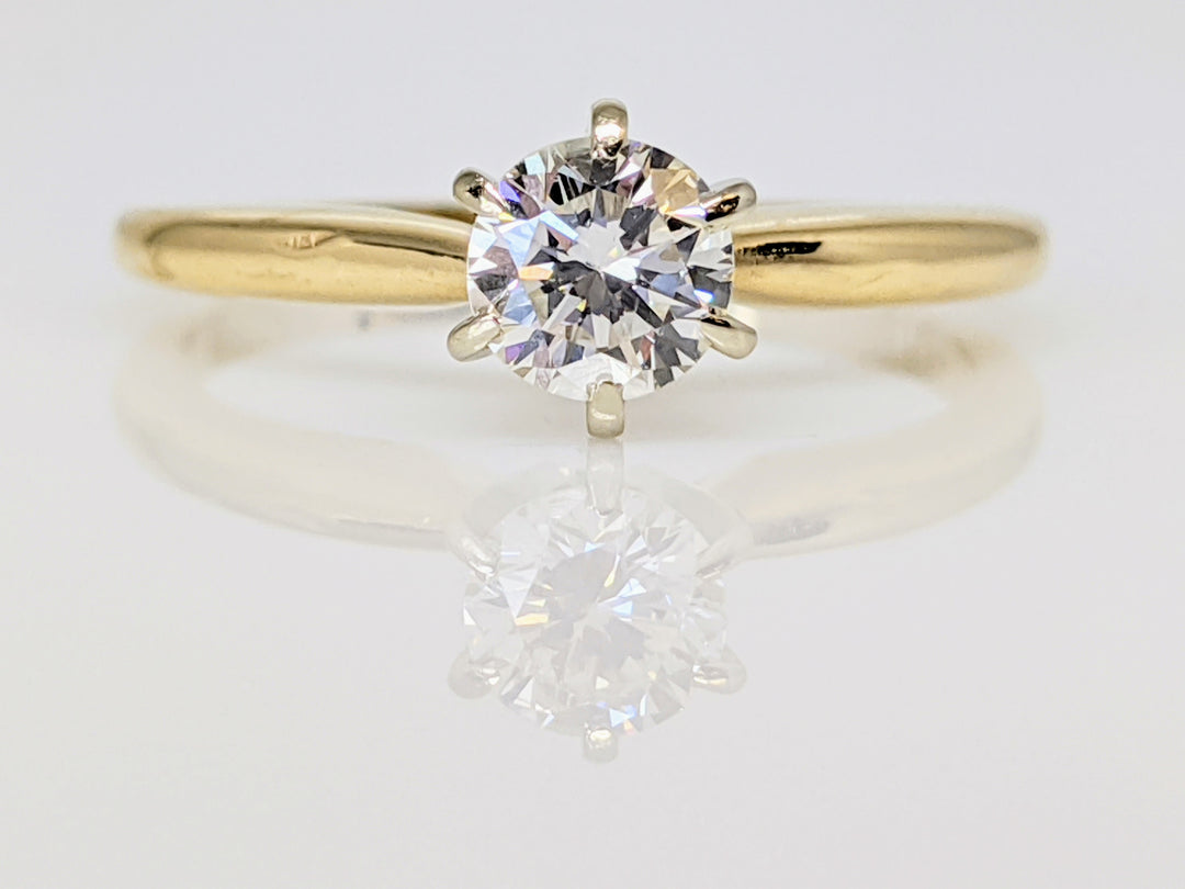 14K .35 CARAT TOTAL I1 J DIAMOND ROUND 6-PRONG SOLITARE ESTATE RING 2.1 GRAMS
