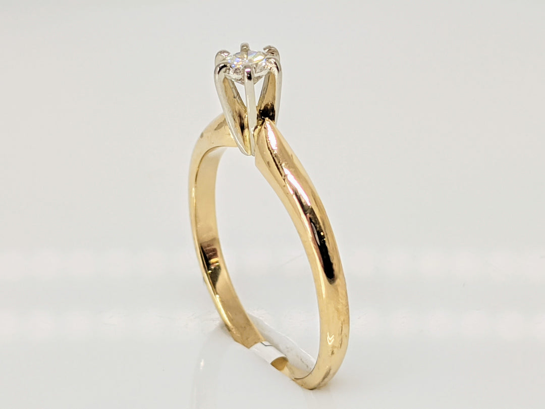 14K .16 CARAT TOTAL WEIGHT VS2 H DIAMOND ROUND ESTATE SOLITAIRE 6-PRONG RING 1.7 GRAMS