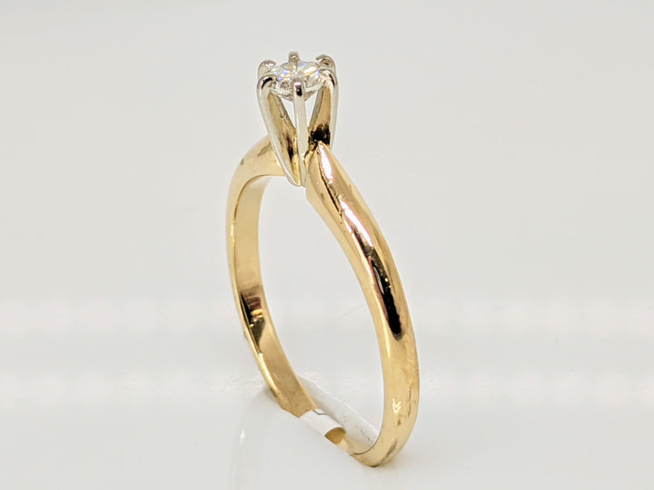 14K .16 CARAT TOTAL WEIGHT VS2 H DIAMOND ROUND ESTATE SOLITAIRE 6-PRONG RING 1.7 GRAMS
