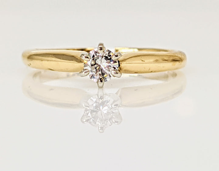 14K .16 CARAT TOTAL WEIGHT VS2 H DIAMOND ROUND ESTATE SOLITAIRE 6-PRONG RING 1.7 GRAMS