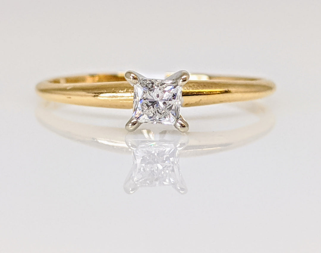 14K .16 CARAT TOTAL SI1 G DIAMOND PRINCESS CUT SOLITAIRE ESTATE RING 1.1 GRAMS