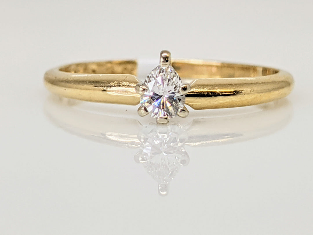 14K .14 CARAT TOTAL SI2 G DIAMOND PEAR SOLITAIRE ESTATE RING 1.6 GRAMS