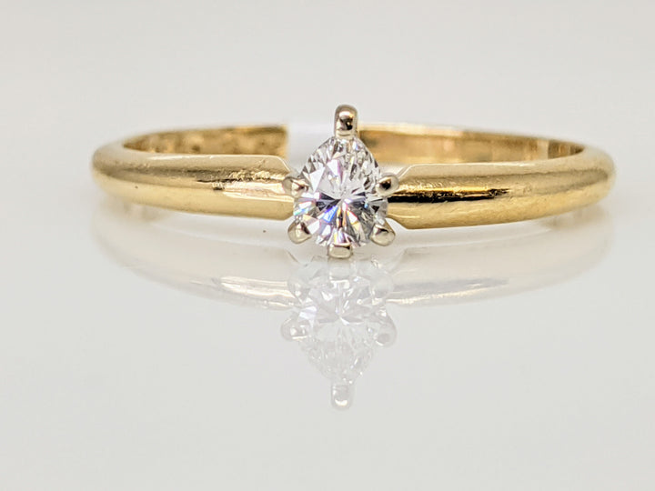 14K .14 CARAT TOTAL SI2 G DIAMOND PEAR SOLITAIRE ESTATE RING 1.6 GRAMS