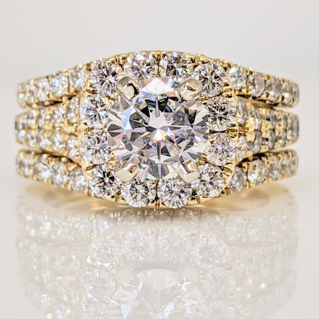 14K 3.17 CARAT TOTAL WEIGHT VVS2-SI2 F-G DIAMOND ROUND (77) HALO NEIL LANE RING 11.9 GRAMS