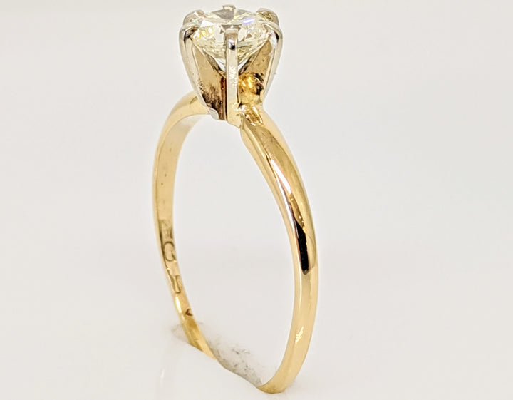 14K .46 CARAT TOTAL SI2 K DIAMOND ROUND 6-PRONG SOLITARE ESTATE RING 1.4 GRAMS