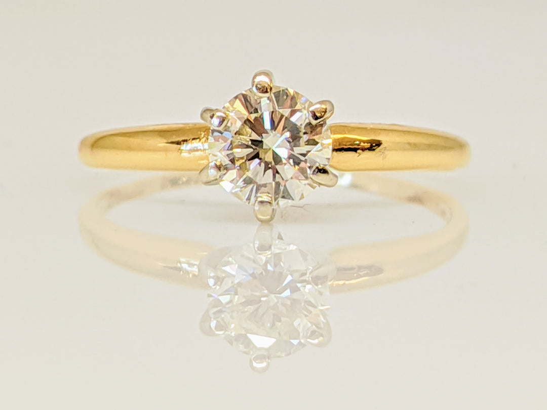 14K .46 CARAT TOTAL SI2 K DIAMOND ROUND 6-PRONG SOLITARE ESTATE RING 1.4 GRAMS