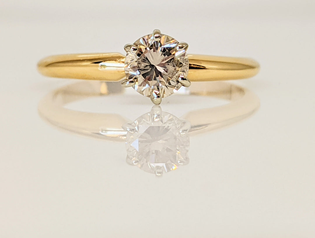 14K .53 CARAT TOTAL I1 N DIAMOND ROUND SOLITAIRE ESTATE RING 2.1 GRAMS