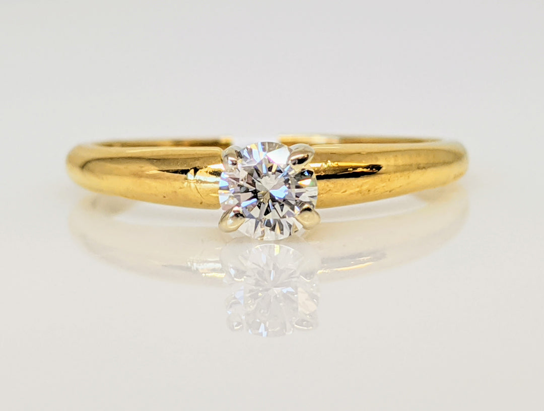 18K .25 CARAT TOTAL SI1 J DIAMOND ROUND 4-PRONG SOLITAIRE ESTATE RING 1.9 GRAMS