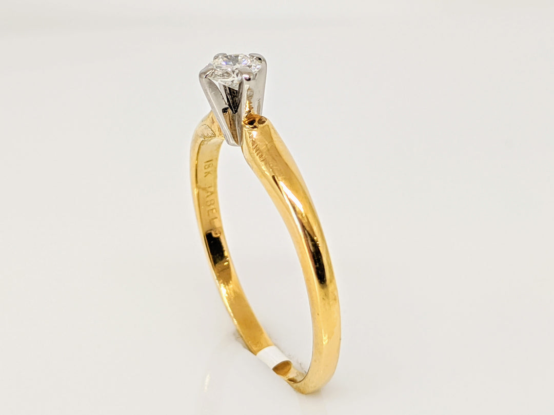 18K .20 CARAT TOTAL SI2 G DIAMOND ROUND 4-PRONG SOLITARE ESTATE RING 2.7 GRAMS