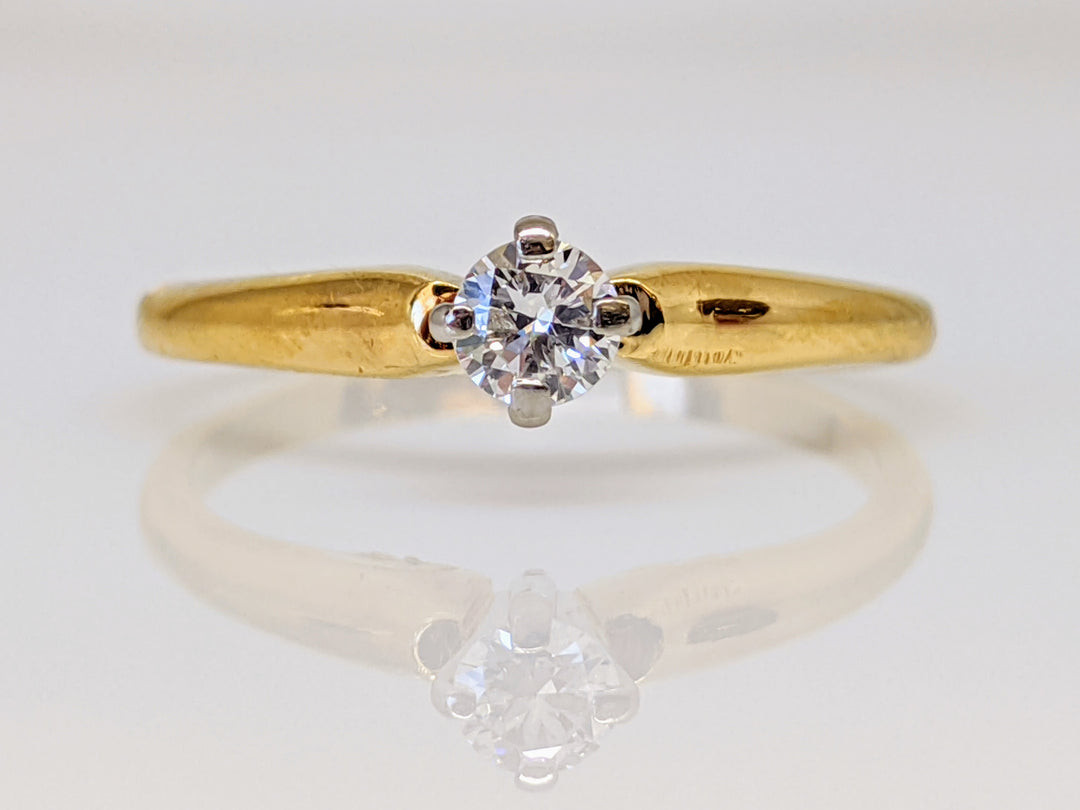 18K .20 CARAT TOTAL SI2 G DIAMOND ROUND 4-PRONG SOLITARE ESTATE RING 2.7 GRAMS