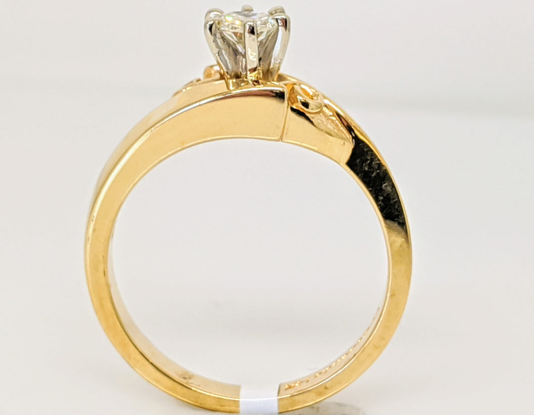 14K .23 CARAT TOTAL SI2 I DIAMOND ROUND BYPASS SOLITAIRE ESTATE RING