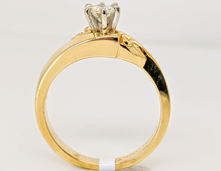 14K .23 CARAT TOTAL SI2 I DIAMOND ROUND BYPASS SOLITAIRE ESTATE RING