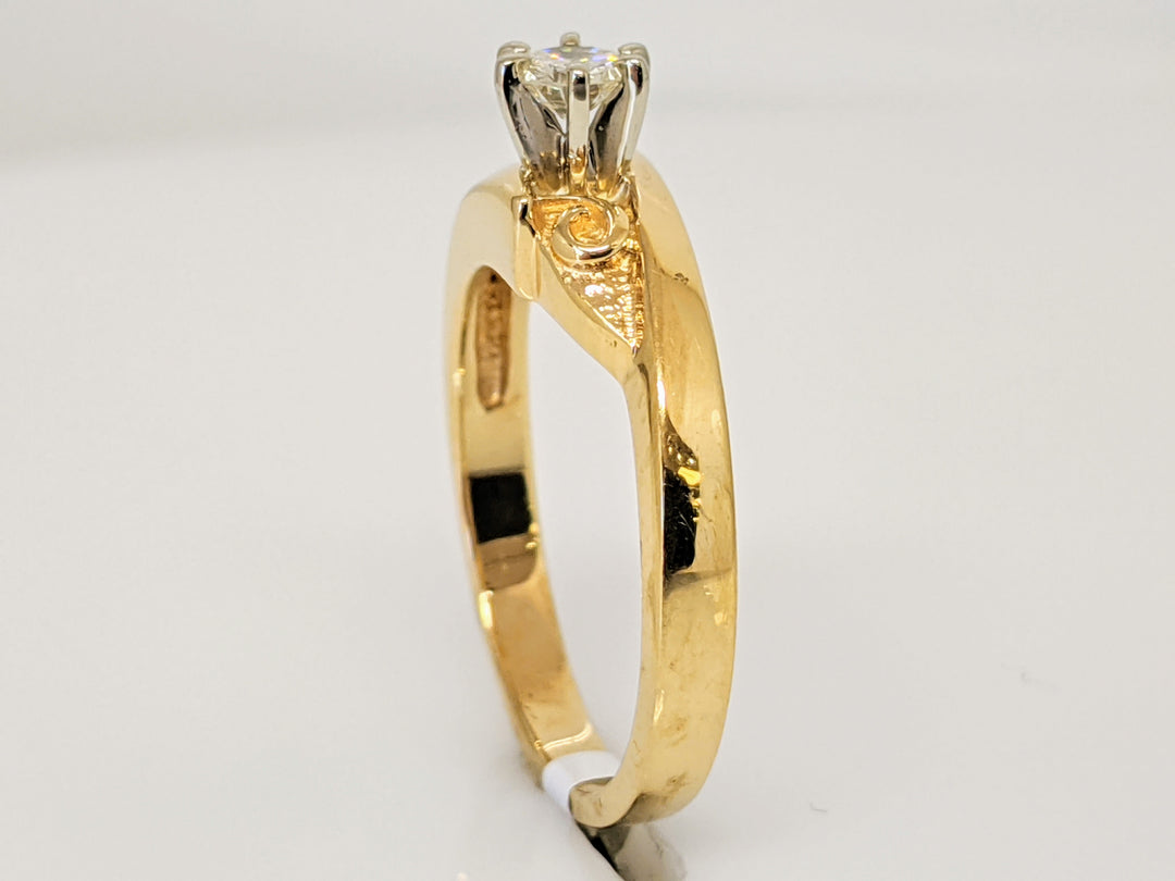 14K .23 CARAT TOTAL SI2 I DIAMOND ROUND BYPASS SOLITAIRE ESTATE RING