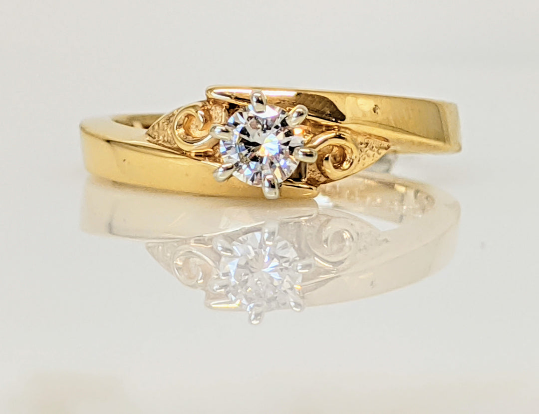 14K .23 CARAT TOTAL SI2 I DIAMOND ROUND BYPASS SOLITAIRE ESTATE RING