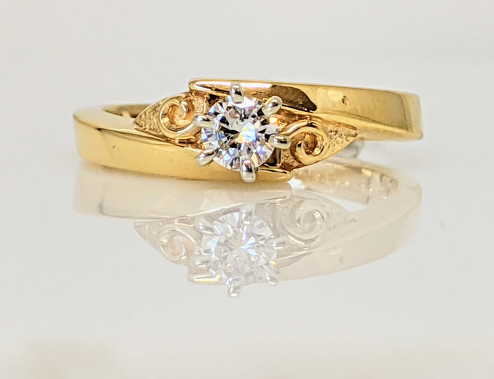 14K .23 CARAT TOTAL SI2 I DIAMOND ROUND BYPASS SOLITAIRE ESTATE RING