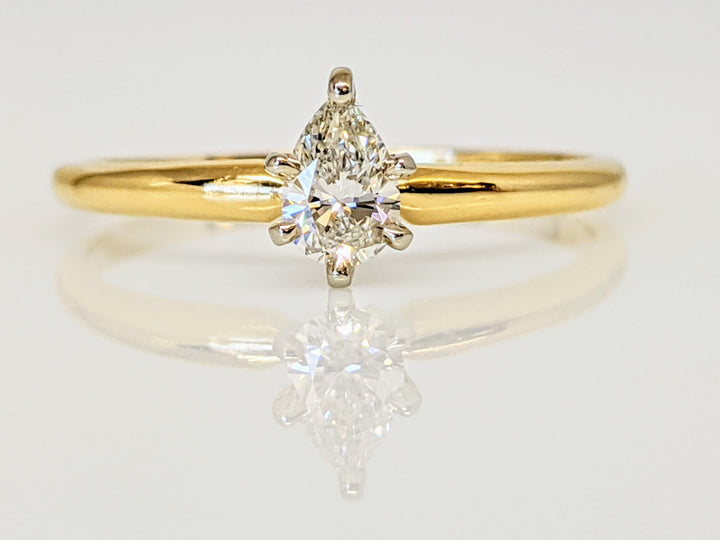 14K .24 CARAT TOTAL SI1 I-J DIAMOND PEAR SOLITAIRE ESTATE RING 1.5 GRAMS