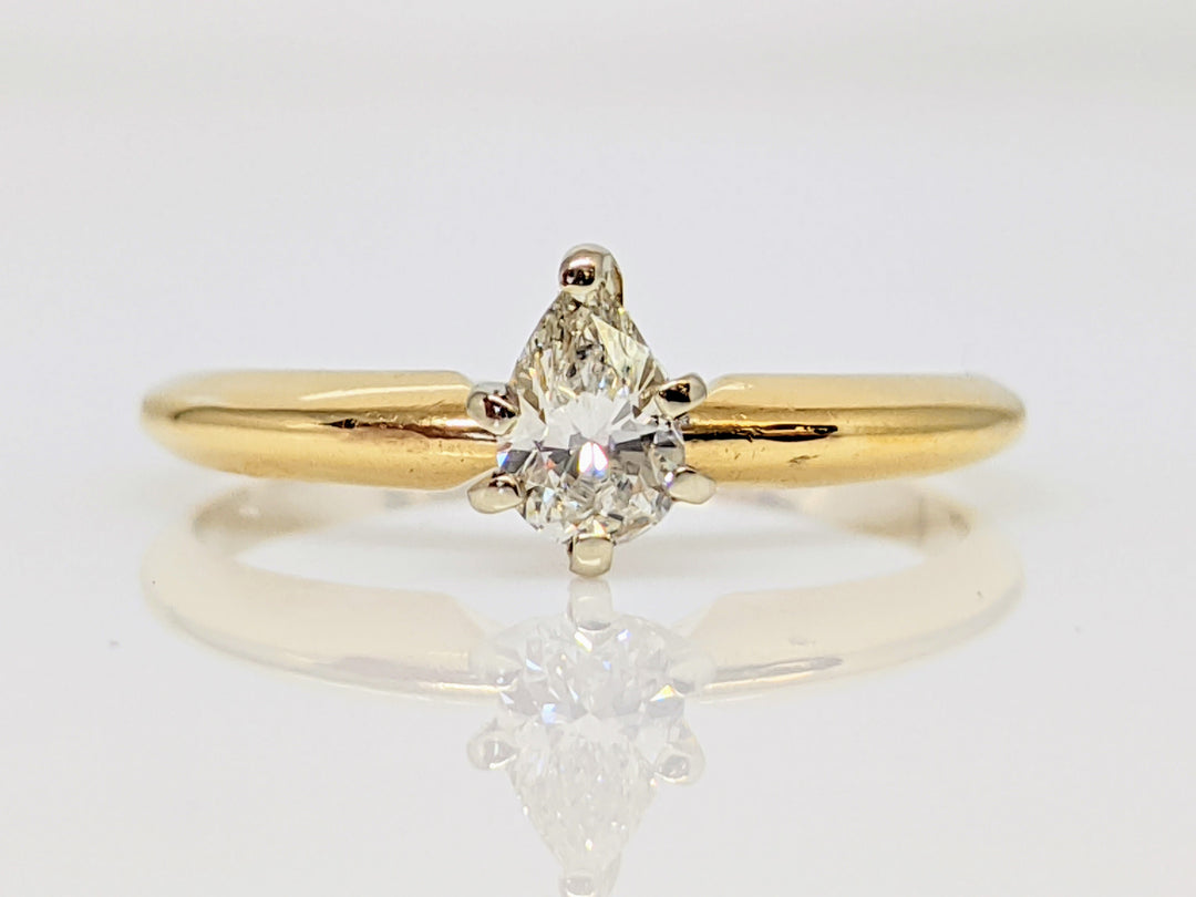 14K .22 CARAT TOTAL SI I DIAMOND PEAR SOLITAIRE ESTATE RING 1.7 GRAMS