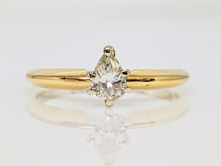 14K .22 CARAT TOTAL SI I DIAMOND PEAR SOLITAIRE ESTATE RING 1.7 GRAMS
