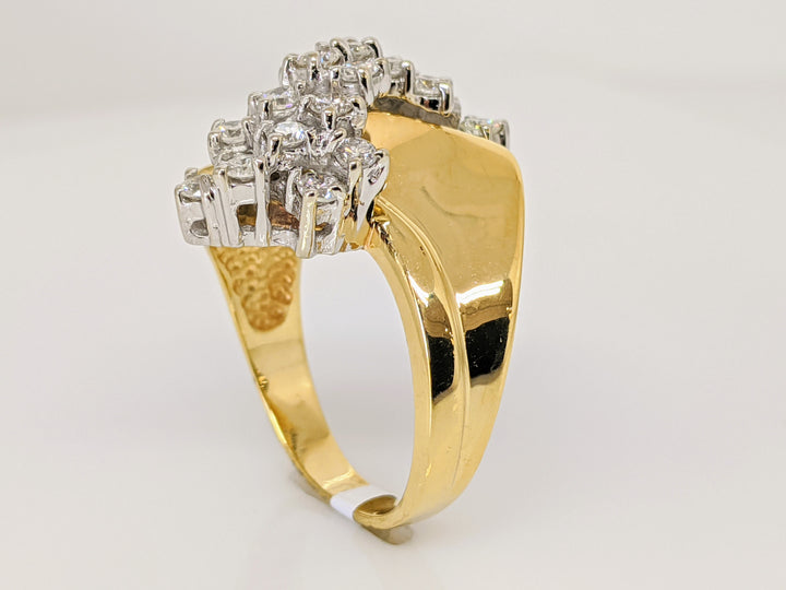 14K 1.00 CARAT TOTAL WEIGHT I1 G DIAMOND ROUND (20) CLUSTER BYPASS ESTATE RING 9.2 GRAMS