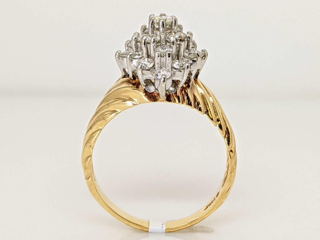 14K .96 CARAT TOTAL WEIGHT I1 H DIAMOND ROUND (21) ESTATE CLUSTER RING 6.0 GRAMS