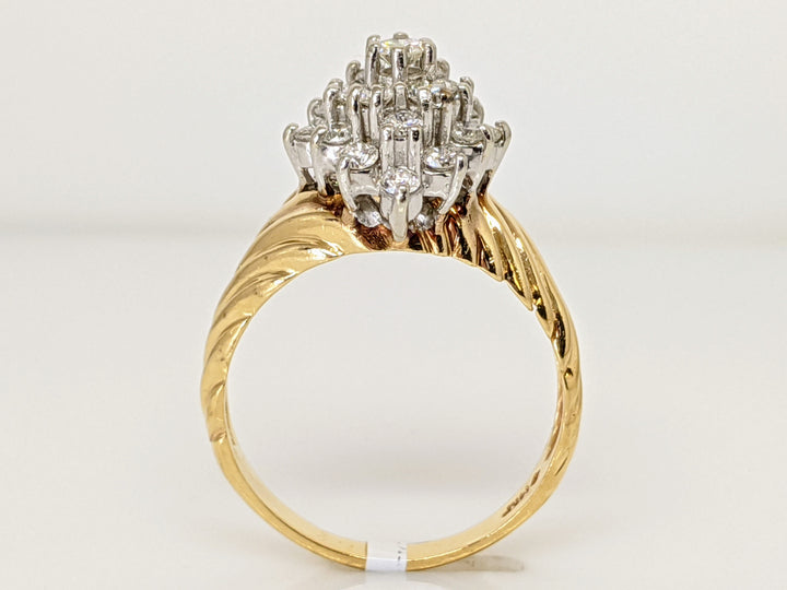 14K .96 CARAT TOTAL WEIGHT I1 H DIAMOND ROUND (21) ESTATE CLUSTER RING 6.0 GRAMS
