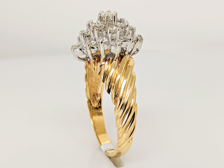 14K .96 CARAT TOTAL WEIGHT I1 H DIAMOND ROUND (21) ESTATE CLUSTER RING 6.0 GRAMS