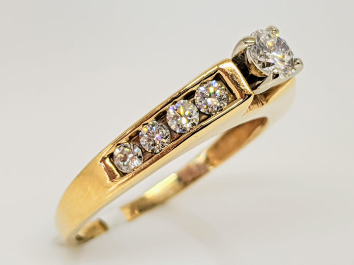 14K .50 CARAT TOTAL WEIGHT SI2 I DIAMOND ROUND (9) RAISED SHANK ESTATE RING